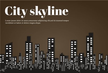 Düz bir stil şehir silüeti. Modern kentsel landscape.vector illüstrasyon.