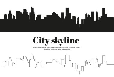 Düz bir stil şehir silüeti. Modern kentsel landscape.vector illüstrasyon.