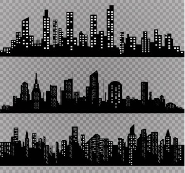 Düz bir stil şehir silüeti. Modern kentsel landscape.vector illüstrasyon.