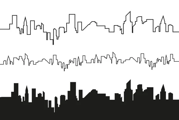La silhouette de la ville dans un style plat. Illustration moderne de paysage urbain.vectoriel . — Image vectorielle