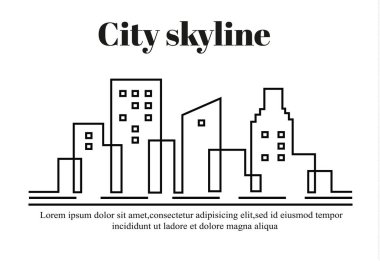 Düz bir stil şehir silüeti. Modern kentsel landscape.vector illüstrasyon.