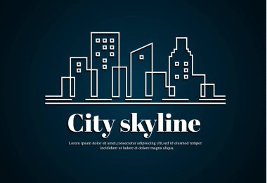 Düz bir stil şehir silüeti. Modern kentsel landscape.vector illüstrasyon.