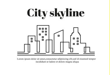 Düz bir stil şehir silüeti. Modern kentsel landscape.vector illüstrasyon.