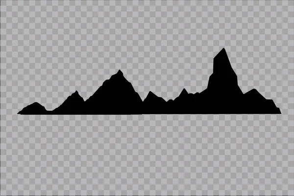 Conjunto de siluetas de montaña en blanco y negro.Borde de fondo de montañas rocosas. . — Archivo Imágenes Vectoriales