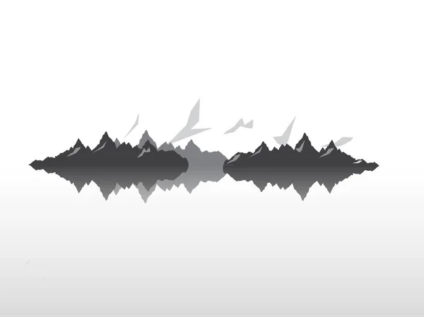 黒と白山のシルエットのセット。ロッキー山脈の背景の枠線。ベクトル図. — ストックベクタ