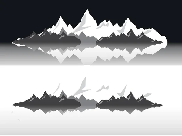 Set of black and white mountain silhouettes.Background border of rocky mountains.Vector illustration. — Stock Vector