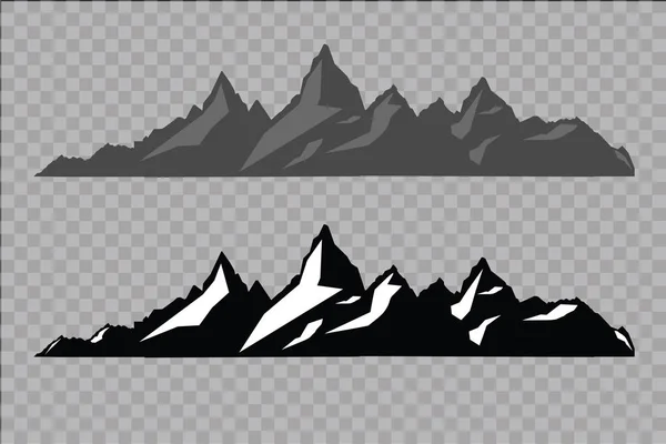 Set of black and white mountain silhouettes.Background border of rocky mountains.Vector illustration. — Stock Vector