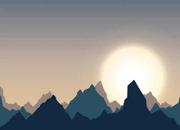 Горизонтальная панорама красивого восхода солнца в горах. Векторная иллюстрация — стоковый вектор