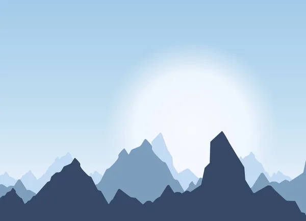 Horizontale panorama van prachtige zonsopgang in de bergen. Vectorillustratie — Stockvector