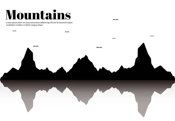 Vízszintes panoráma gyönyörű napfelkeltét a hegyekben. Vektoros illusztráció — Stock Vector