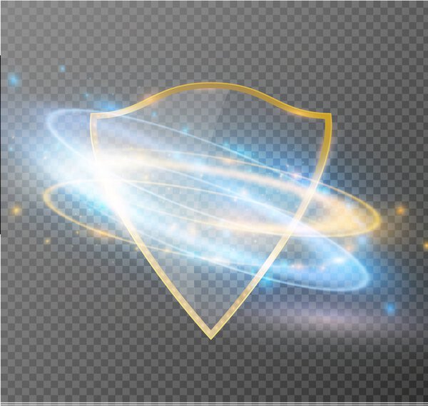 Иллюстрация "Знамя частной жизни" .Знак протектора.Свечение света. Энергетические неоновые огни космические абстрактные рамки
.