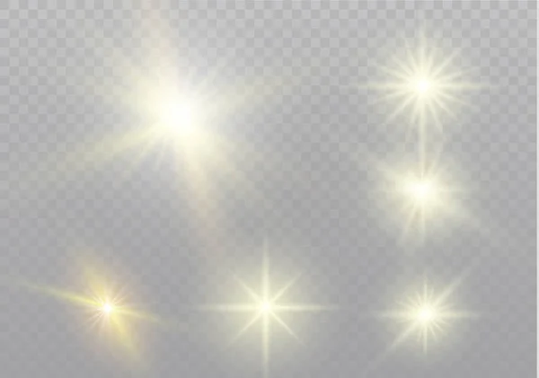 Stjärna på en transparent bakgrund, ljuseffekt, vektor illustration. brast med gnistrar. — Stock vektor