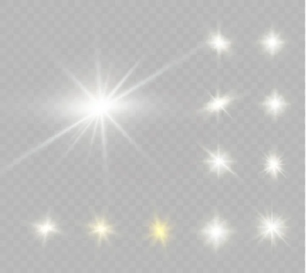 Stjerne på en gennemsigtig baggrund, lyseffekt, vektor illustration. burst med gnister . – Stock-vektor