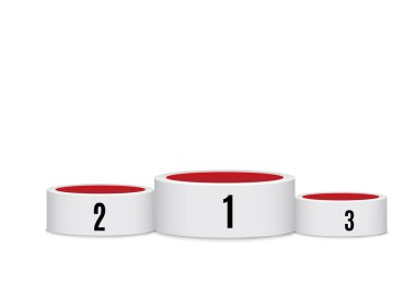 Beyaz arka plan güzel podyumda kümesi. Ödül töreni için sahne