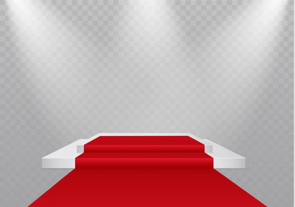 Podium auf transparentem Hintergrund. Das Siegerpodium mit hellen Licht.spotlight.lighting.vector illustration.attention — Stockvektor