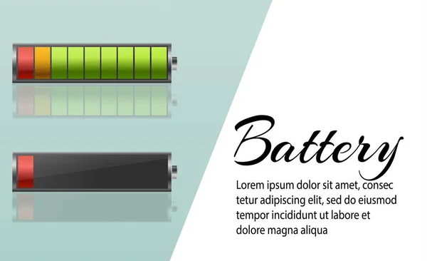 Batteriladdare med finger låga batterier och indikatorer, hög vektorillustration isolated.vector — Stock vektor