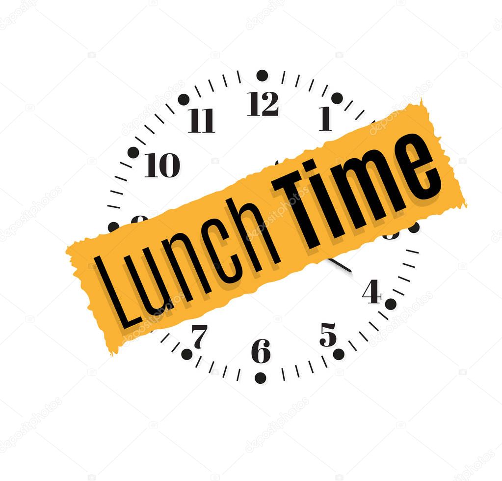 Its time to dine. Office wall clock. Template design in large size. A layout for branding and advertising isolation. A beautiful and original timer on a transparent background. Vector illustration.
