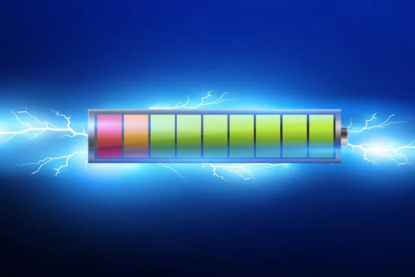 Baterías con carga eléctrica, pulse.lightning y electricity.vector ilustración . — Archivo Imágenes Vectoriales