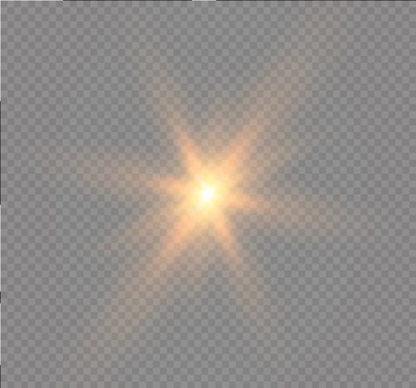 Estrella sobre un fondo transparente, efecto de luz, ilustración vectorial. estallar con destellos . — Vector de stock