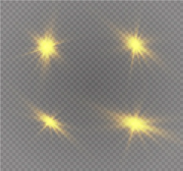 Witte vonken en gouden sterren glinsteren speciaal lichteffect. Vector schittert op transparante achtergrond. Kerst abstract patroon. Sprankelende magische stofdeeltjes. — Stockvector