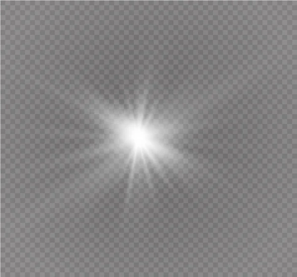 Stern auf transparentem Hintergrund, Lichteffekt, Vektorillustration. Funkenflug. — Stockvektor