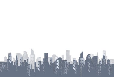 Düz bir stil şehir silüeti. Modern kentsel landscape.vector illüstrasyon.