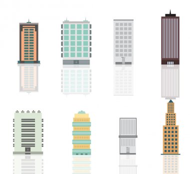 Düz bir stil şehir silüeti. Modern kentsel landscape.vector illüstrasyon.