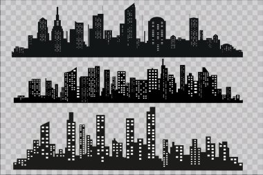 Düz bir stil şehir silüeti. Modern kentsel landscape.vector illüstrasyon.