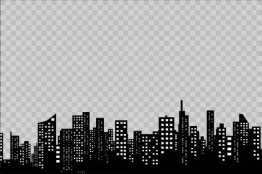 Düz bir stil şehir silüeti. Modern kentsel landscape.vector illüstrasyon.