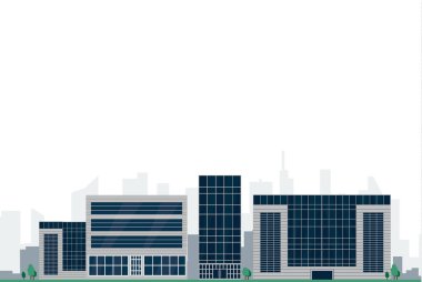 Düz bir stil şehir silüeti. Modern kentsel landscape.vector illüstrasyon.