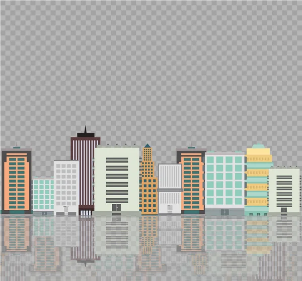 A silhueta da cidade em um estilo plano. Ilustração urbana moderna do landscape.vector . —  Vetores de Stock
