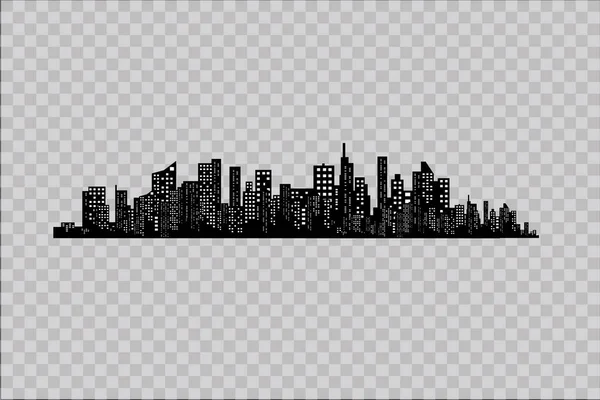 ภาพเงาของเมืองในสไตล์แบน ภูมิทัศน์เมืองสมัยใหม่ ภาพเวกเตอร์ . — ภาพเวกเตอร์สต็อก