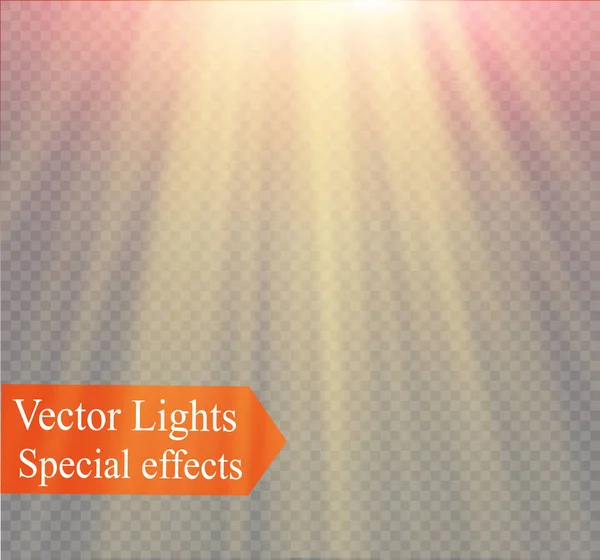 Sinal de luz efeito especial com raios de luz e faíscas mágicas — Vetor de Stock