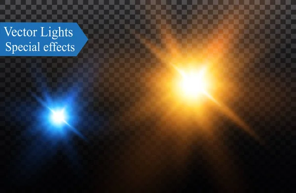 Beyaz kıvılcımlar ve altın yıldızlar özel ışık efekti gösterirler. Şeffaf arkaplanda vektör ışıltısı. Noel soyut kalıbı. Parıldayan sihirli toz parçacıkları. — Stok Vektör