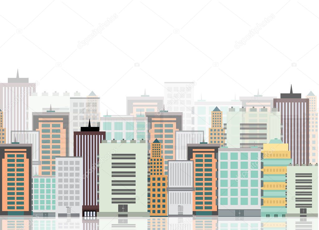 The silhouette of the city in a flat style. Modern urban landscape.vector illustration.