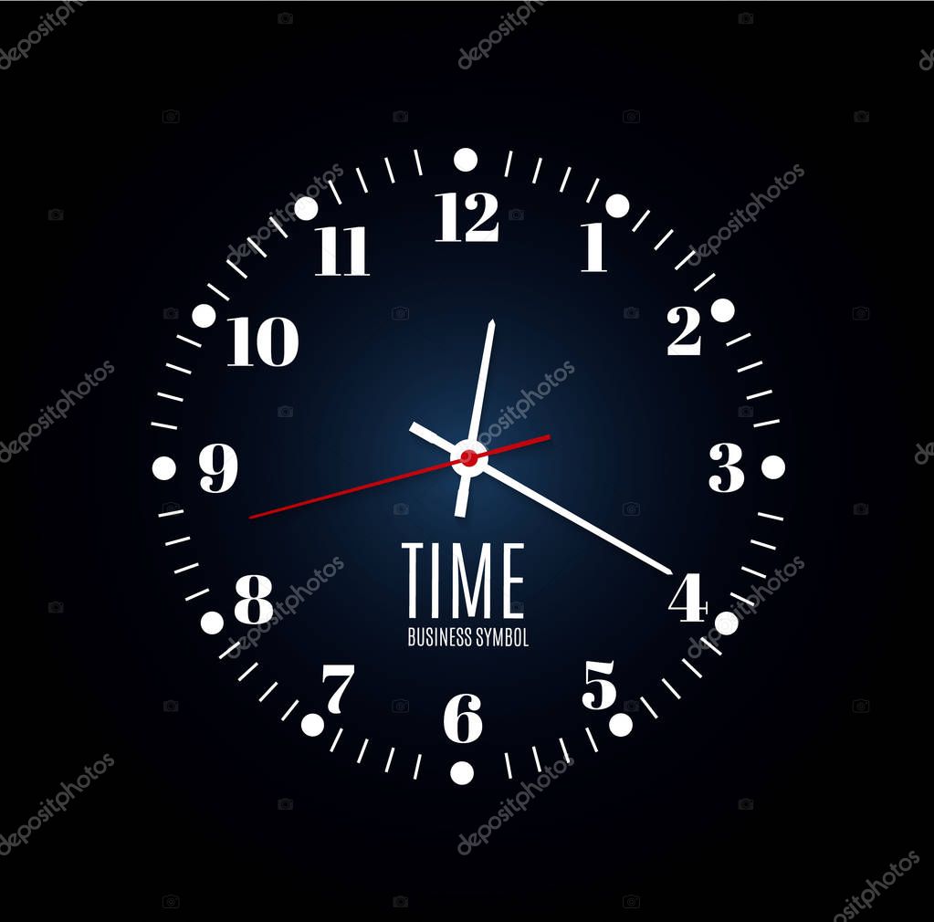 Wall clock office. Template design in vector closeup. The layout for branding and advertising isolated.Beautiful and original timer on a transparent background. Element vector design.