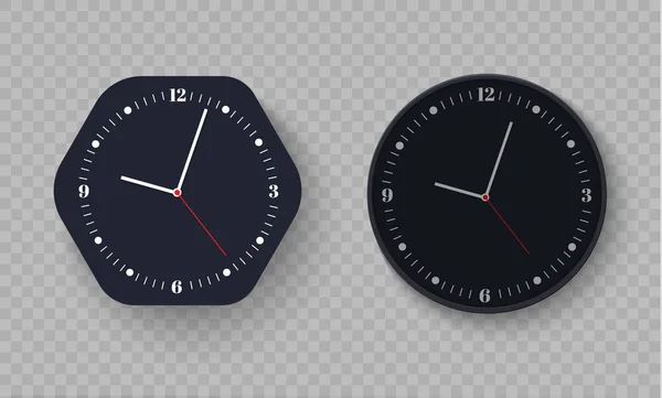 Vägg klocka office. Malldesign i vektor närbild. Layout för branding och reklam isolerade. Vacker och originell timer på en transparent bakgrund. Elementet vektor design — Stock vektor
