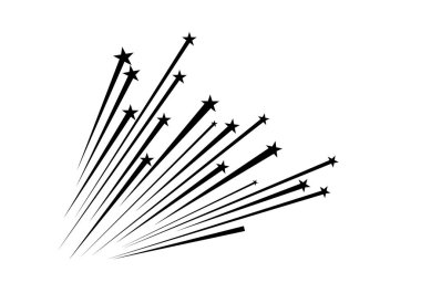 Soyut düşen yıldız vektör - beyaz arka plan üzerinde zarif yıldız izi ile siyah kayan yıldız - meteor, kuyruklu yıldız, asteroit