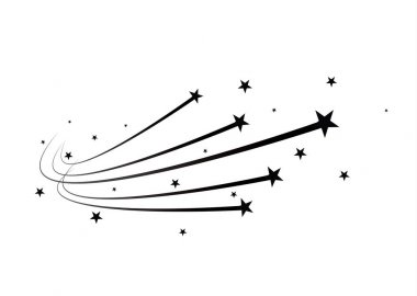 Soyut düşen yıldız vektör - beyaz arka plan üzerinde zarif yıldız izi ile siyah kayan yıldız - meteor, kuyruklu yıldız, asteroit