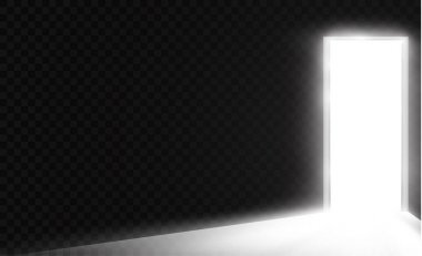 Üzerinden geçen ışık ile karanlık bir odada kapıyı aç. Işık farkı ile şeffaf bir arka plan üzerinde girer.