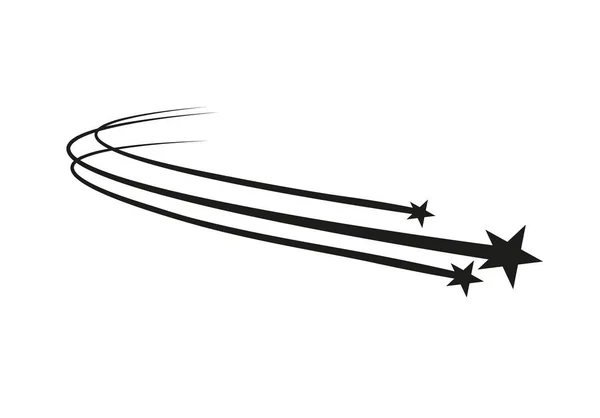 Abstract Falling Star Vector - Black Shooting Star with Elegant Star Trail on White Background - Meteoróide, Cometa, Asteróide — Vetor de Stock