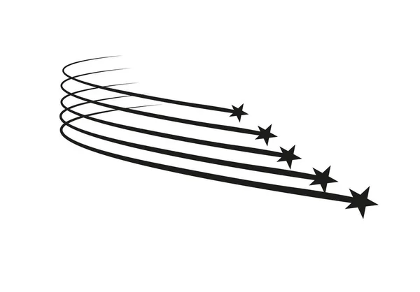 Αφηρημένη αστέρι που πέφτει διάνυσμα - μαύρο Shooting Star με κομψό Star Trail σε άσπρο φόντο - μετεωριτών, κομητών, αστεροειδών — Διανυσματικό Αρχείο
