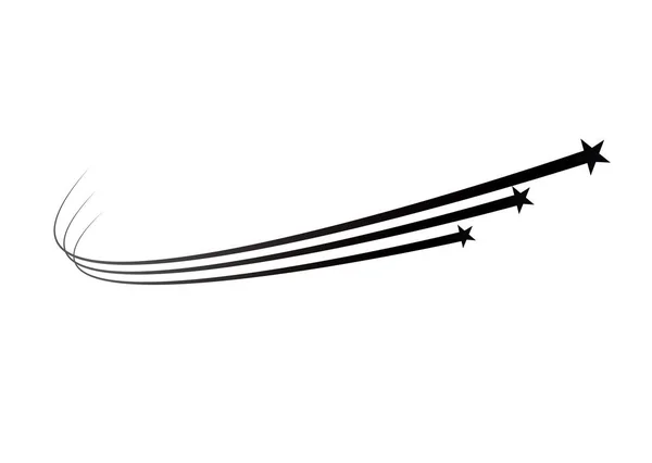 Vector de estrella descendente abstracta - Estrella fugaz negra con elegante rastro de estrella sobre fondo blanco - Meteoroide, cometa, asteroide — Archivo Imágenes Vectoriales