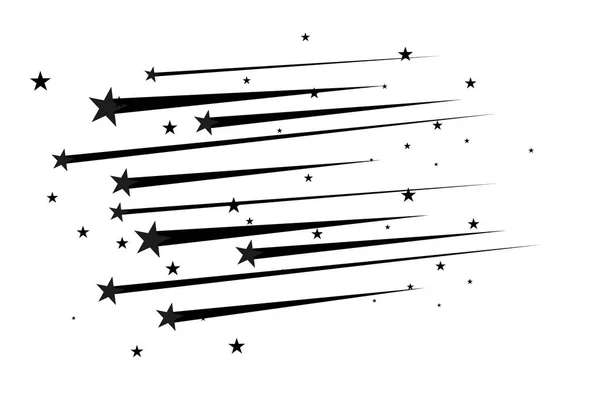 Absztrakt hulló csillag vektor - elegáns Star Trail, fehér alapon fekete Shooting Star - meteorit, üstökös, kisbolygó — Stock Vector