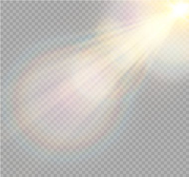 Vektör şeffaf güneş ışığı özel lens flare ışığı efekti. Noel soyut desen. Sihirli toz parçacıklarının köpüklü