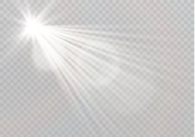 Vektör şeffaf güneş ışığı özel lens flare ışığı efekti. Noel soyut desen. Sihirli toz parçacıklarının köpüklü
