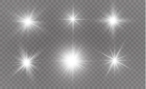 Beyaz kıvılcımlar özel ışık efekti. Şeffaf arkaplanda vektör ışıltısı. Noel soyut kalıbı. Parıldayan sihirli toz parçacıkları. — Stok Vektör