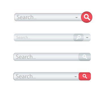 Beyaz arka plan üzerinde izole arama çubuğu. Vektör internet arama için şablon. Örümcek ağı dalga köpüğü arabirimi