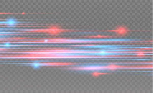 Vector rood en blauw speciaal effect. Lichte strepen op een transparante achtergrond. Prachtige gloed gloed en spark.particle effect van de beweging — Stockvector