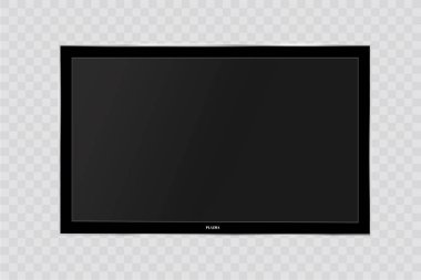 Televizyonun çerçevesi. Şeffaf bir arkaplanda boş bir bilgisayar veya siyah fotoğraf çerçevesi monitörü izole edildi. Tasarımınız için vektör boş ekran lcd, plazma, panel veya TV